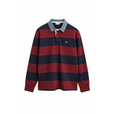 Abbildung von GANT Stripe Heavy Rugger Langarmshirt, Herren, Größe: XL, Plumped red