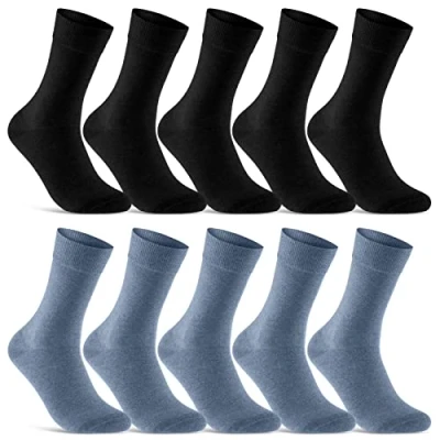 Abbildung von 10 Paar Socken Herren Damen Schwarz Business Baumwolle 70201T (Schwarz Jeans 43 46)