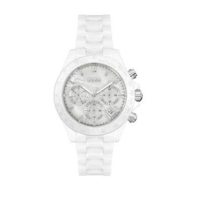 Abbildung von BOSS Multi Zifferblatt Quarz Uhr für Damen mit Weisses Keramikband 1502630