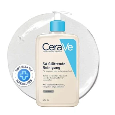 Abbildung von CeraVe SA Glättende Reinigung Für Gesicht und Körper, trockene, raue unebene Haut, Mit Hyaluron, Salicylsäure 3 essenziellen Ceramiden, 2 x 236 ml
