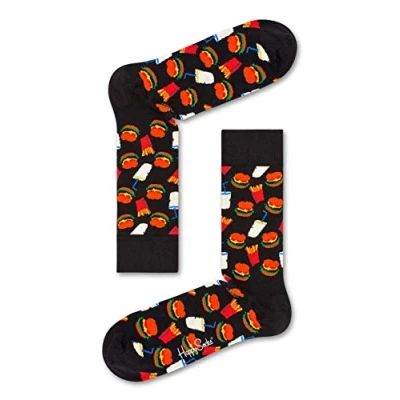 Abbildung von Happy Socks Unisex Freizeitsocken Hamburger Sock, Schwarz, 36 40