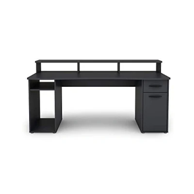 Abbildung von byLIVING Schreibtisch Fantastic/XXL Gaming Tisch in Weiß/Mit viel Stauraum und Regalaufsatz/Computer Tisch/PC/Arbeits / 180x93x65cm (BxHxT)