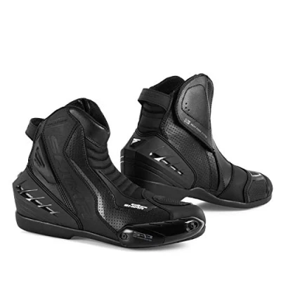 Abbildung von SHIMA SX 6 Men, Motorradsteifel Herren Verstärkte Leder Motorradschuhe mit Seitlichem Reißverschluss, Knöchelstütze, Anti Rutsch Sohle, Schaltgriff (Schwarz, 46)