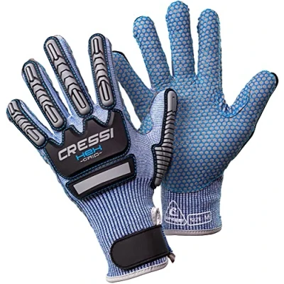 Abbildung von Cressi Hex Grip Gloves Schnitt und Abriebfeste Handschuhe für Apnoe Tauchen, Blau, S, Erwachsene Unisex