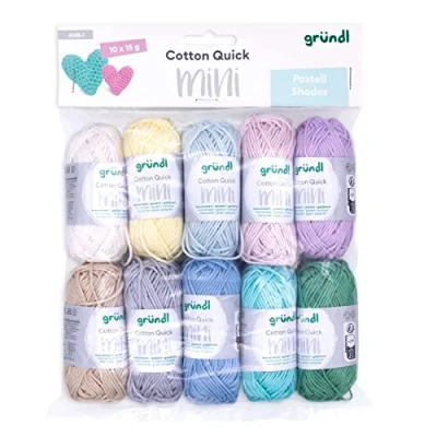 Abbildung von Gründl Wolle Cotton Quick Mini Shades of Pastell Set zum Stricken und Häkeln 10 x 15 g, 100% Baumwolle, g / 37 m, Pastellfarben