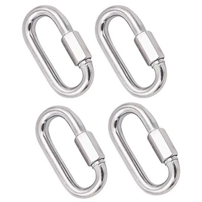 Abbildung von 4 Stück M8 Kettenglied Karabiner Edelstahl, Rapid Glied Schraubkarabiner für Zuhause, Camping, Klettern, Wandern, Reisen, 500kg Tragkraft