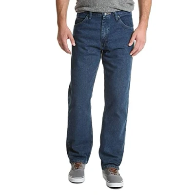 Abbildung von Wrangler Authentics Klassische Herren Jeans mit 5 Taschen, Baumwolle, entspannte Passform, Dunkel Stonewash, 36W / 32L