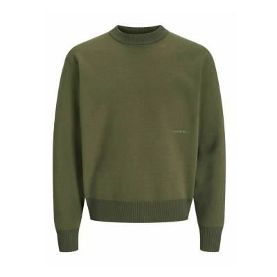 Abbildung von Jack &amp; Jones MIT Rundhals Einfarbig Strickpullover, Herren, Größe: Medium, Khaki