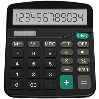 Abbildung von Helect Taschenrechner Standard Tischrechner 12 stelliger Dual Power (Solar und Batterie) Tischrechner, Schwarz