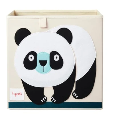 Abbildung von 3 Sprouts, Aufbewahrungsbox Kinder mit Deckel, Spielzeugbox für Kallax Regale, Box zur Spielzeugaufbewahrung, Kinderzimmer, Aufbewahrungsboxen Spielzeug Panda