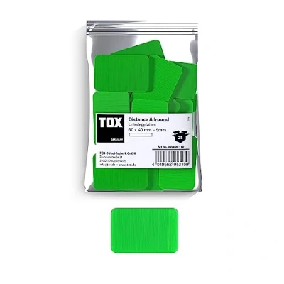 Abbildung von TOX Distance Allround Unterlegplatten, Ausgleichsplatten aus Kunststoff, belastbar bis 5 Tonnen, Polypropylen, 60 x 40 mm, 1 Beutel, 25 Stk., 065600110