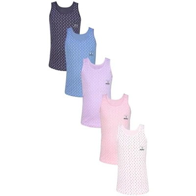 Abbildung von TupTam Mädchen Baumwolle Unterhemd 5er Pack Tank Top Ärmellos Kinder, Farbe: Herzen Blue Rosa Lila Ecru Violett, Größe: 158 164