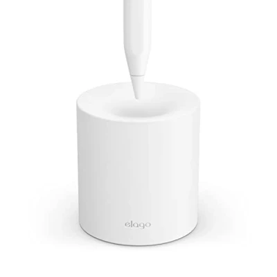 Abbildung von elago Silikonständer Kompatibel mit Apple Pencil Pro, (1st &amp; 2nd Gen) und (USB C) jedem Tablet Stylus oder ohne Bleistifttasche hülse, Schutz der Spitze (Weiß)