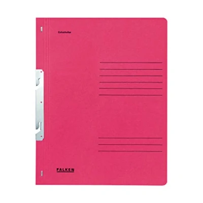 Abbildung von Original Falken 50er Pack Einhakhefter. Made in Germany. Aus Recycling Karton mit ganzem Vorderdeckel und Behördenheftung für DIN A4 rot Hefter Sammelmappe Dokumentenmappe