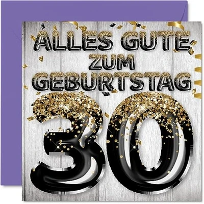 Abbildung von Stuff4 30. Geburtstagskarte für Männer Schwarz Gold Glitzerballons Alles Gute zum Geburtstagskarten 30 Jährige Mann Freund Bruder Papa Onkel, 145mm Dreißig Dreißigster Geburtstag Grußkarten