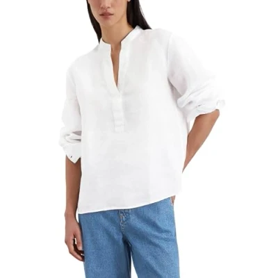 Abbildung von Marc O&#039;Polo Damen Tunikabluse aus Leinen mit V Ausschnitt, Weiß (White), 36