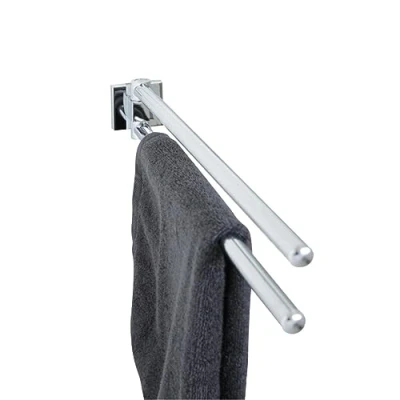 Abbildung von Fackelmann 2er Handtuchstange MARE, zweiarmiger Handtuchhalter, Handtuchreling (Farbe: Silber), Menge: 1 Stück
