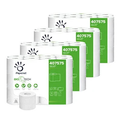Abbildung von Papernet Bio Tech Toilettenpapier (407575), 4 Packung mit 24 Rollen aus selbstauflösendem Toilettenpapier, bekämpft auf natürliche Weise krankheitserregende Bakterien, 2 Lagen, 180 Blatt pro Rolle