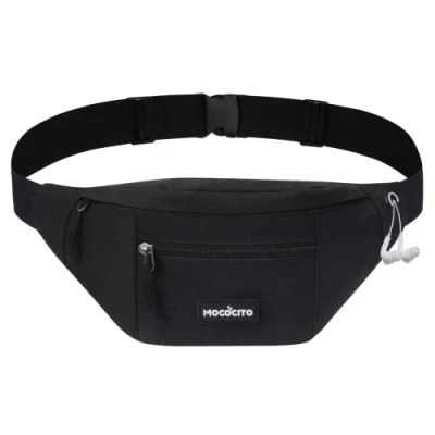 Abbildung von Bauchtasche Gürteltasche, MOCOCITO Hüfttasche für Damen und Herren, Brusttasche Groß Handytasche 120CM Gurt Verstellbarer Outdoor Sport Camping Wandern Fahrrad Geschenke Frauen Männe(Schwarz)