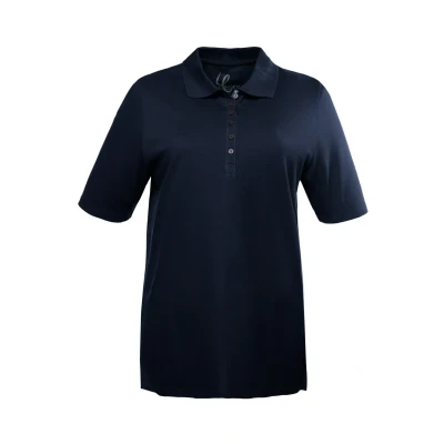 Abbildung von Ulla Popken Damen Basic Poloshirt T Shirts, Blauschwarz, 42 44 EU