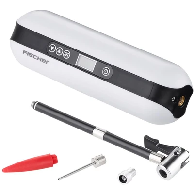 Abbildung von FISCHER 50375 Akkukompressor, elektrische Luftpumpe 10,3 Bar, Powerbank und Taschenlampe, für Fahrrad, Auto, Motorrad uvm, Weiß