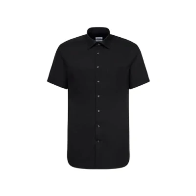 Abbildung von Seidensticker Herren Mens Regular Shortsleeve Klassisches Hemd, Schwarz(001001), 44 EU