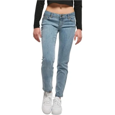 Abbildung von Urban Classics Damen Hose Ladies Low Waist Straight Denim Pants Tinted lightblue Washed 29