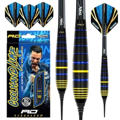 Abbildung von RED DRAGON Luke Humphries Weltmeister 20G Messing Softdart Set mit Flights und Schäften (Stems)