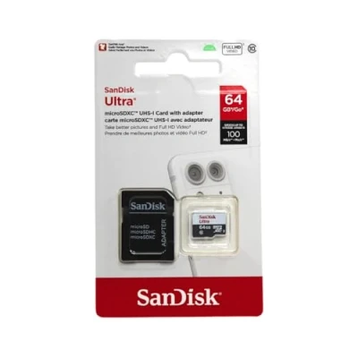 Abbildung von SANDISK Ultra MICROSDXC 64GB + SD Adapter 100MB/S Class 10 UHS I Tablet Packaging