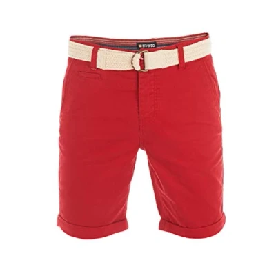 Abbildung von riverso Kurze Hosen Herren Sommer Chino Shorts mit Gürtel Regular Fit RIVHenry Bermuda Stretch, Größe:W 33, Farbe:Middle Red