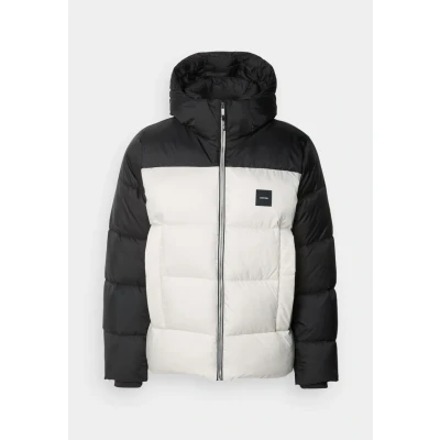 Abbildung von Calvin Klein Hooded Color Block Puffer Winterjacke, Herren, Größe: XXL, Black/stony beige