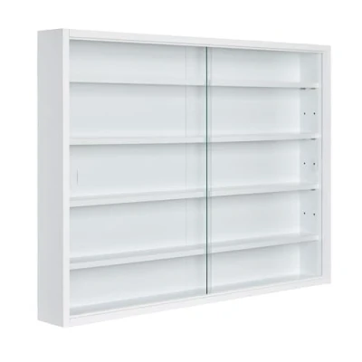 Abbildung von Inter Link Sammlervitrine Hängevitrine Wandregal Glasvitrine Wandvitrine Hängeregal Schaukasten MDF Weiß (80x60x9.5 cm) Compilati