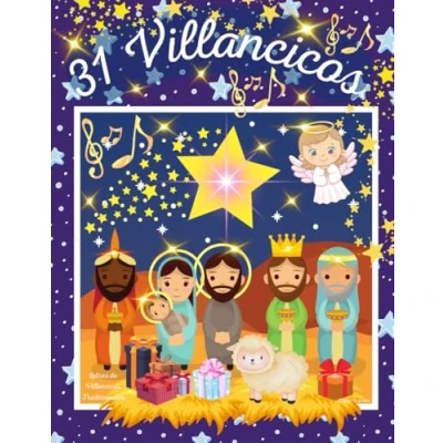 Abbildung von Libro 31 Villancicos. Populares, Letra grande. 59 páginas Dibujos Color Tradicionales de Navidad. Ideal para regalo. Tanto niños como adultos.
