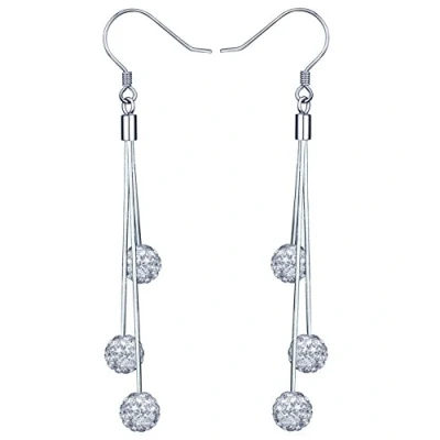 Abbildung von Yumilok 925 Sterling Silber Kristallkugeln Quaste Ohrhänger Ohrringe Hypoallergen Ohrschmuck für Damen Frauen Mädchen