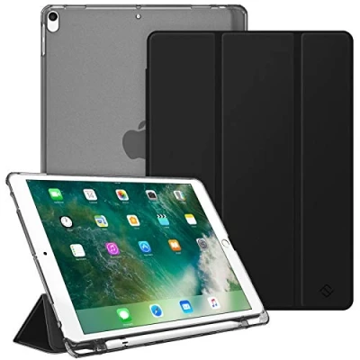 Abbildung von Fintie Hülle mit Pencil Halter für iPad Air 10.5&quot; 2019 (3. Generation) / Pro 2017 Ultradünn Superleicht Schutzhülle transparenter Rückseite Abdeckung, Auto Sleep/Wake, Schwarz