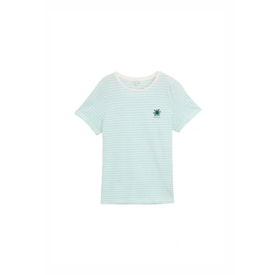 Abbildung von TOM Tailor MIT Streifenmuster Tshirt print, Damen, Größe: XS, Blue white irregular stripe