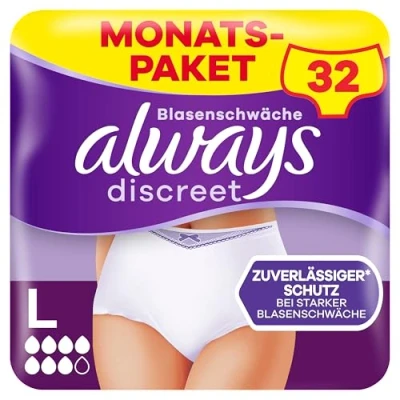 Abbildung von Always Discreet Inkontinenz Höschen Plus Für Frauen, L, 32 Höschen, Verhindert Auslaufen Und Gerüche, Angenehm Kaum Spürbar