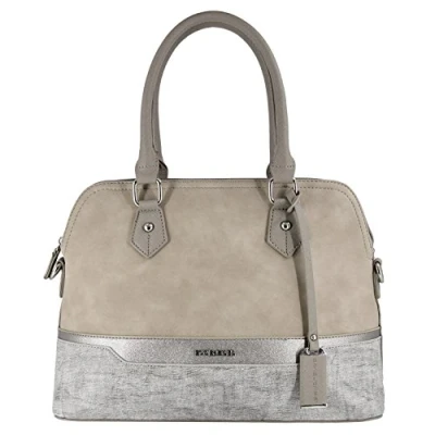 Abbildung von David Jones Damen Handtasche Elegante Tasche Frau Henkeltasche Shopper PU Leder Mehfarbig Schultertasche Bowling Stil Top Griff Gestreift Umhängetasche Tote Stilvoll Mode Beige