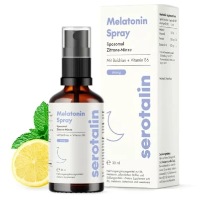 Abbildung von serotalin® MELATONIN SPRAY liposomal Einschlafspray + Baldrian NUR 1 Sprühstoß zum Einschlafen Schnelle Einschlafhilfe für Erwachsene 30ml 200 Sprühstöße