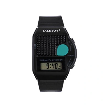Abbildung von TalkJoy Sprechende Armbanduhr Sprachfunktion Uhrzeit Ansage Zeitansage schwarz Wecker Blindenuhr Seniorenuhr Digitale LCD Uhr sehbehinderte blinden hilfsmittel