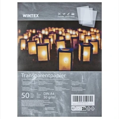 Abbildung von WINTEX 50 Blatt Transparentpapier DIN A4 g/qm Schnittmusterpapier weiß bedruckbar Pergamentpapier Architektenpapier zum drucken Pauspapier bedrucken Tracing Paper