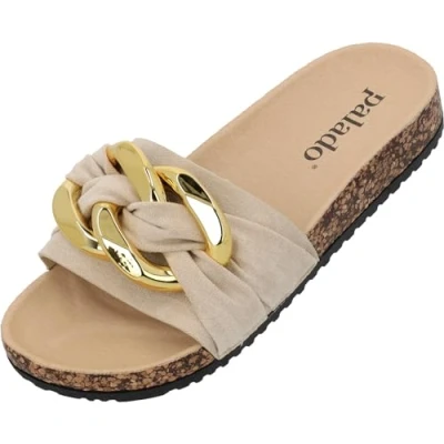Abbildung von Palado Geofo Pantolette flach, Damen, Größe: 37, Beige Schuhe