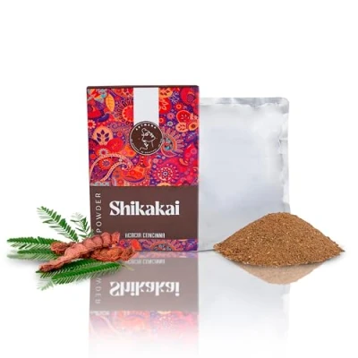 Abbildung von AATMANA Shikakai Pulver, Acacia Concinna, natürliches Haarwachstum und ayurvedische Haarmaske, stärkt repariert geschädigtes Haar, für Männer Frauen.