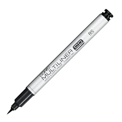 Abbildung von COPIC Multiliner SP Brush S, Black, Aluminium Fineliner mit einer feinen Spitze und wasserbeständiger Pigmenttinte