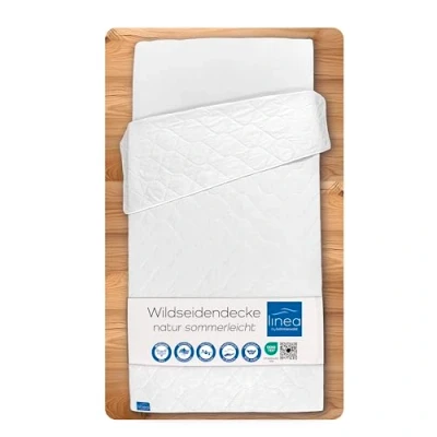 Abbildung von Böhmerwald Natur Wildseidendecke, allergikergeeignet, 100% Wildseide, Füllgewicht: 550gr., Wärmeklasse: leicht, Größe: 135x200 cm, OEKO TEX STANDARD 100, Weiß