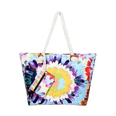 Abbildung von DonDon Badetasche XXL Familie Strandtasche Damen mit Reißverschluss Beach bag groß Aquarelle Life
