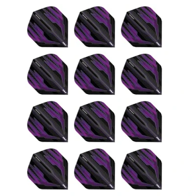 Abbildung von RED DRAGON Hardcore Radical Schwarz und Lila Extra Dicke Standard Dart Flights 4 Sätze pro Packung (12 insgesamt)