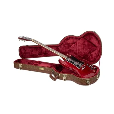 Abbildung von Crossrock Designer Serie Holzkoffer für Gibson SG Elektrogitarren Sicherheitsschloss, Metallfüße, Lagerraum Blühend Braun (CRW530SGBQ)