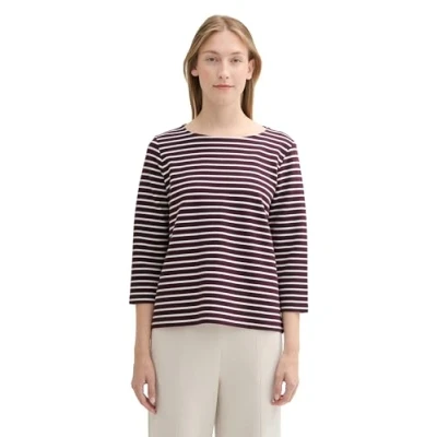 Abbildung von TOM Tailor Langarmshirt, Damen, Größe: Small, Berry white stripe