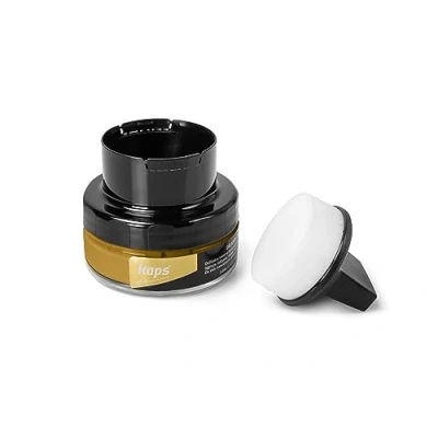 Abbildung von Kaps Professional Schuhpflege Delicate Cream mit Schaumaplikator Schuhcreme &amp; Pflegemittel zur Reinigung und Auffrischung von Naturleder Synthetik (50ml) (108 Ocker)